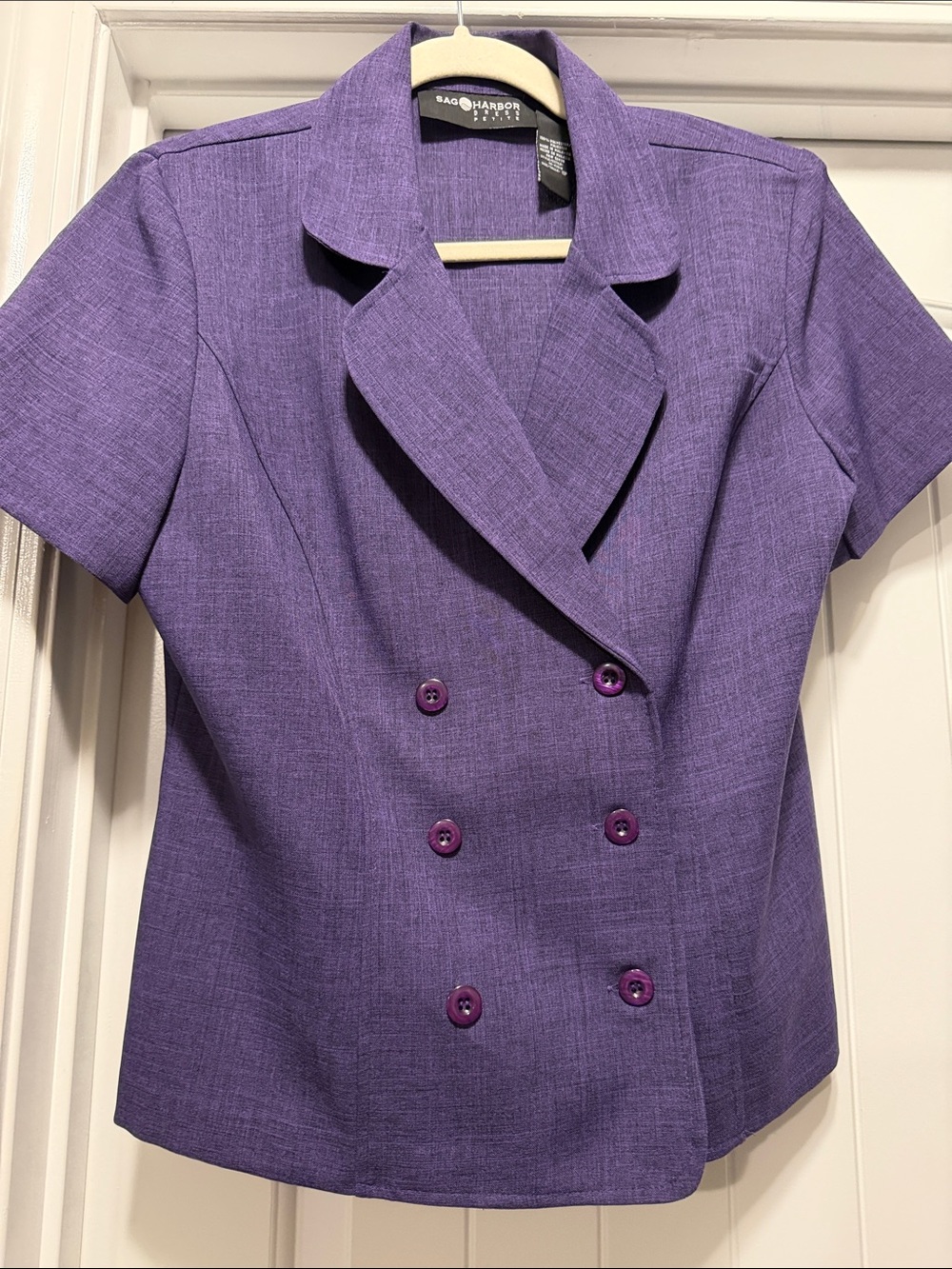 Sag Harbor Purple Double-Breasted Short-Sleeve Blazer